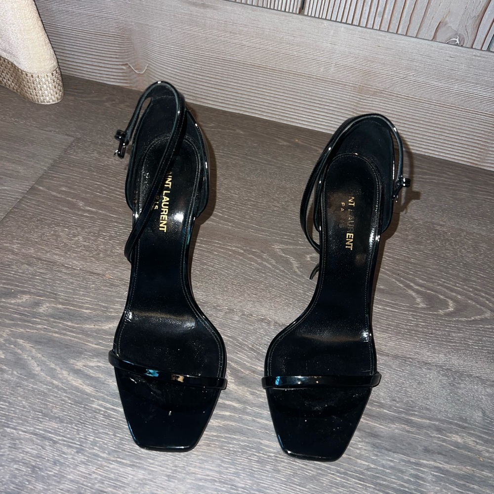 YSL opyum saint laurent heel sandals all black size 40 - Picture 2 of 5
